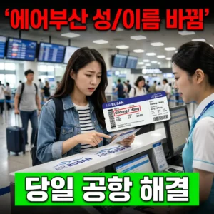 에어부산 이름 순서 바뀐 항공권, 당일 공항에서 해결되나요?