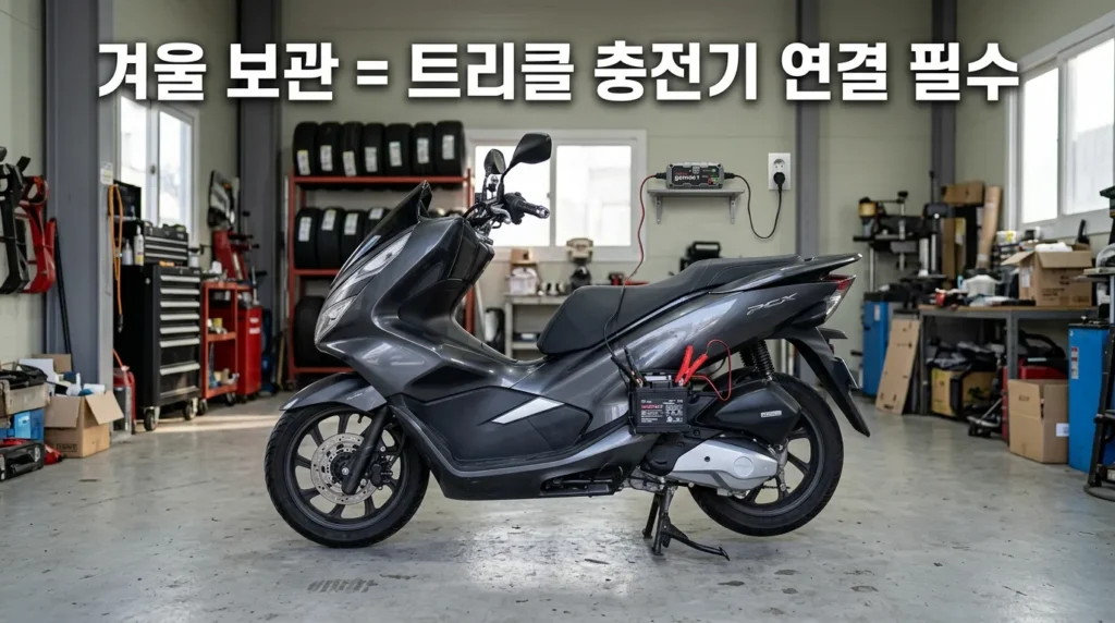 오토바이 겨울철 트리클 충전기 보관