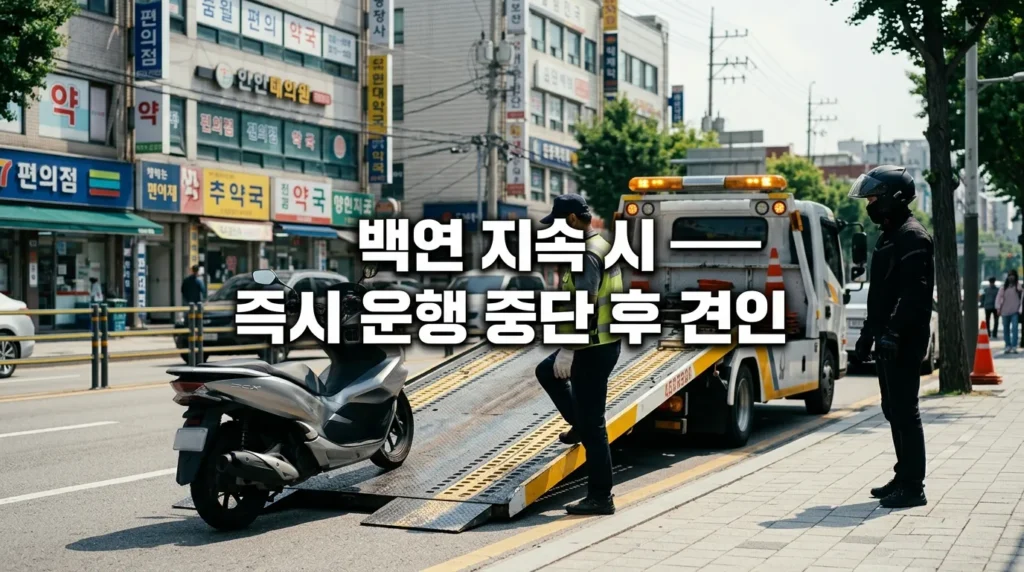 PCX125 백연 지속 즉시 운행 중단 견인 조치