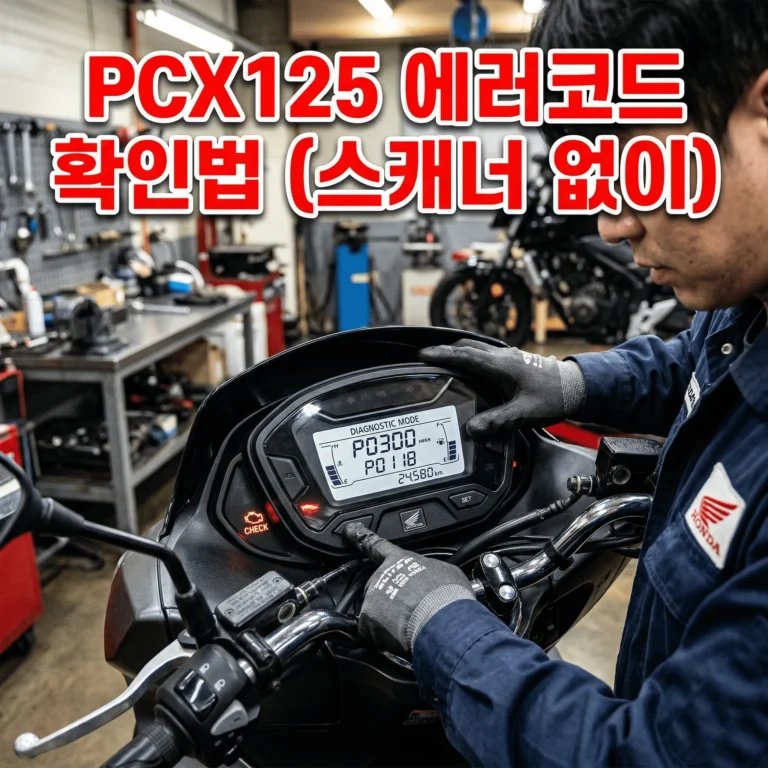 PCX125 엔진 체크등 켜졌을 때 에러코드 확인 방법 (스캐너 없이 가능)
