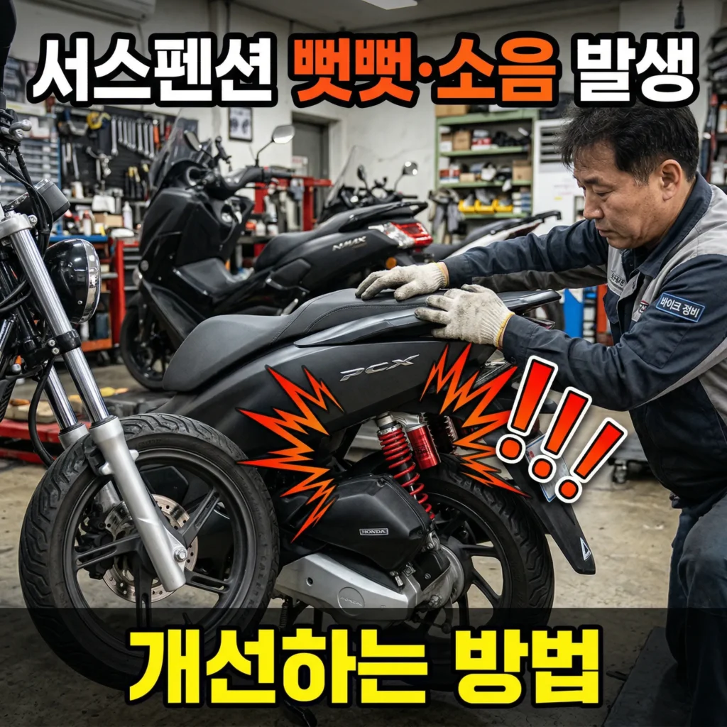 PCX125 서스펜션 뻣뻣하거나 소음날 때 — 증상별 개선법