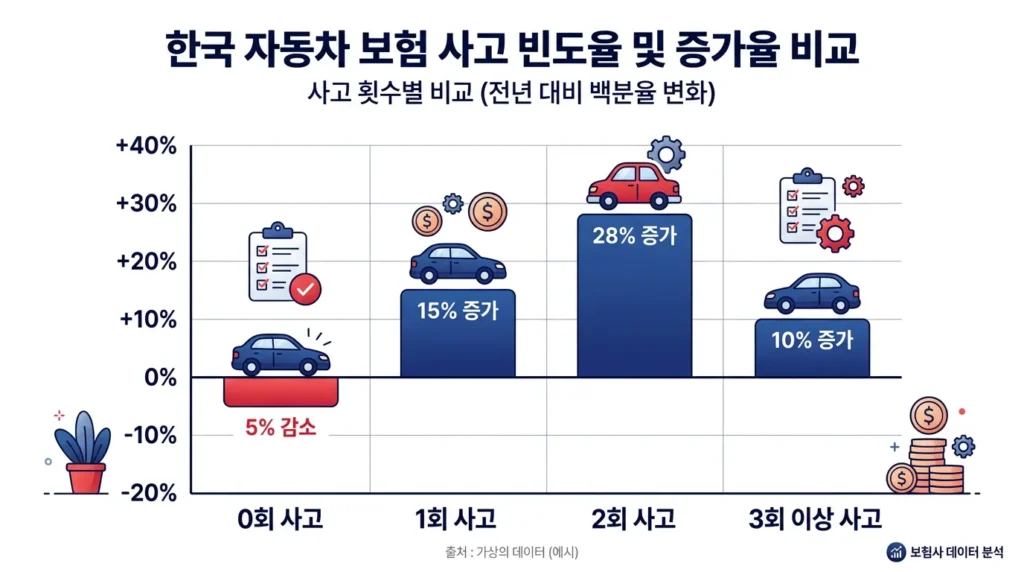 자동차 보험 사고건수요율 1건 2건 3건 할증률 비교 차트