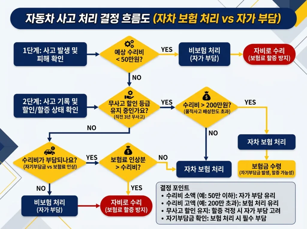 자동차 보험 처리 자비 수리 판단 흐름도 체크리스트 2026