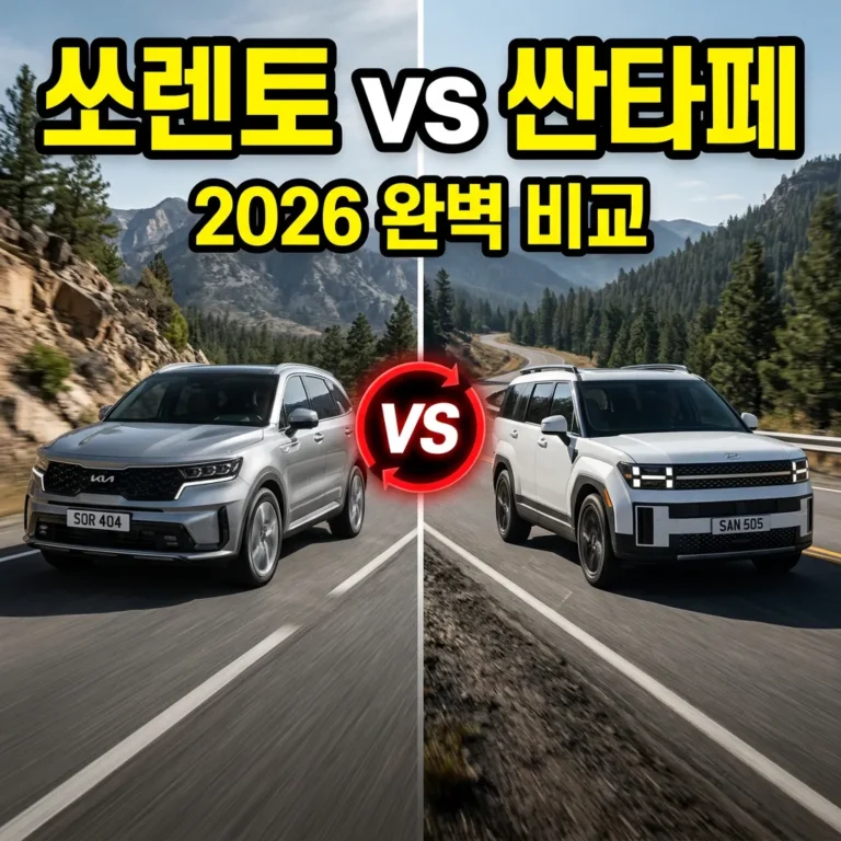 쏘렌토 MQ4 PE vs 싼타페 MX5 완벽 비교, 2026년 어떤 차를 사야 후회 없을까