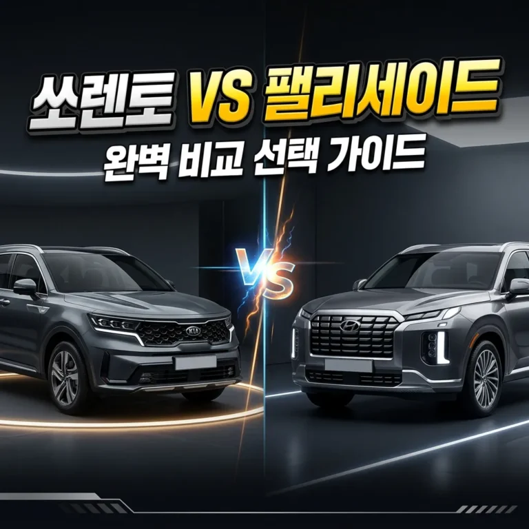 쏘렌토 vs 팰리세이드, 1,500만원 차이 진짜 가치 있을까? 5년 보유비용 완벽 비교