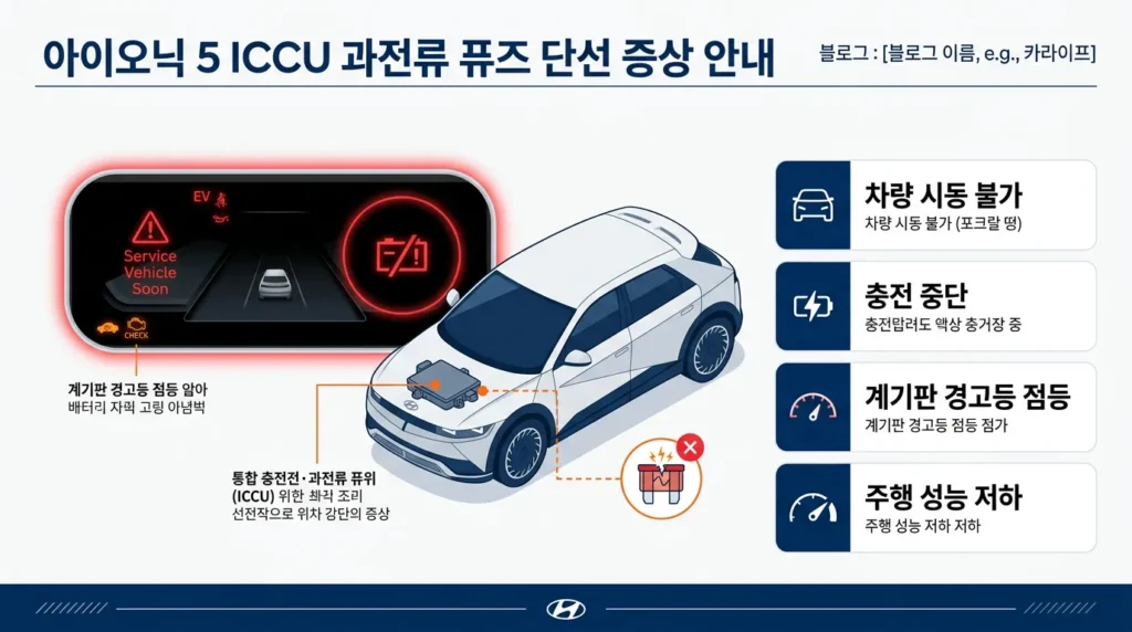 아이오닉5 ICCU 과전류 퓨즈 끊김 증상과 대처 방법 완벽 가이드 2026 인포그래픽