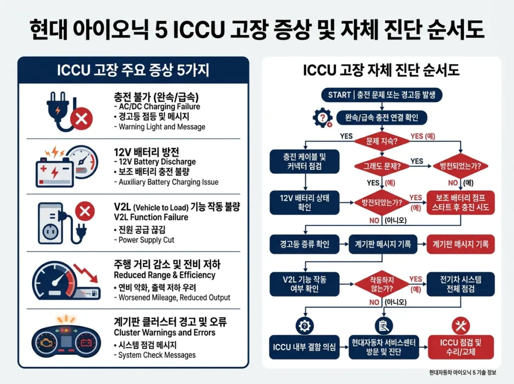 아이오닉5 ICCU 고장 5대 증상 단계별 셀프 진단 다이어그램