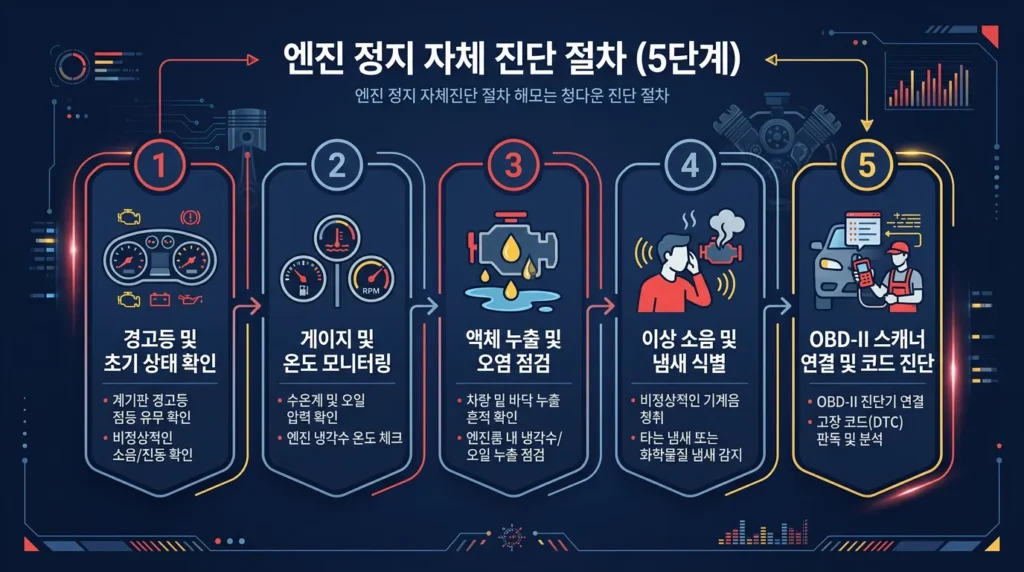 그랜저 GN7 시동꺼짐 셀프 진단 5단계 절차 인포그래픽 2026