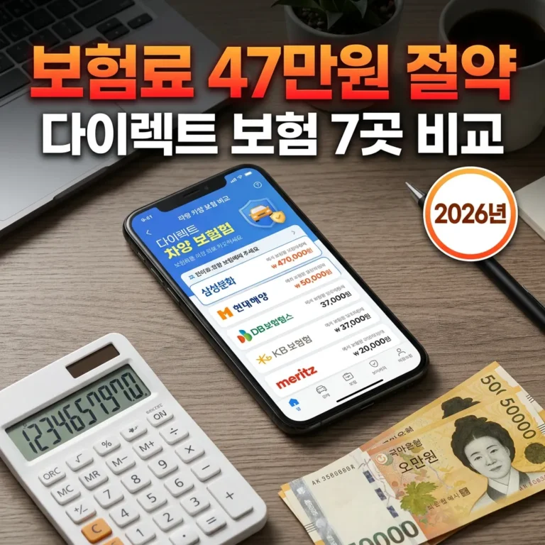 자동차 다이렉트 보험 7곳 비교 2026년 갱신 전 보험료 47만원 줄이는 법