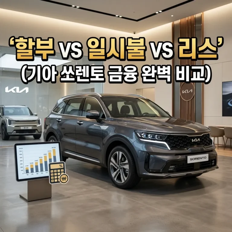 쏘렌토 할부 일시불 리스 5년 총비용 비교 손익분기점 계산법