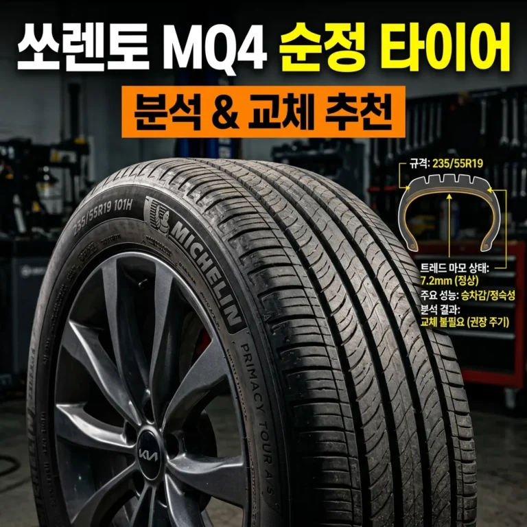 쏘렌토 MQ4 순정 타이어 솔직 후기 + 19인치 교체 추천 4종 (2026)