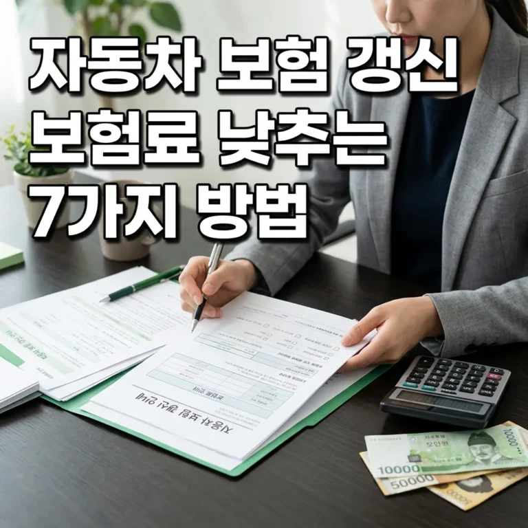 자동차 보험 갱신 보험료 낮추는 7가지 방법 (2026년 평균 47만원 절약 실측)