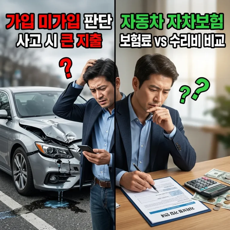 자차보험 안 들면 얼마 손해? 5년 탄 차 가입 vs 미가입 손익분기 완벽 계산