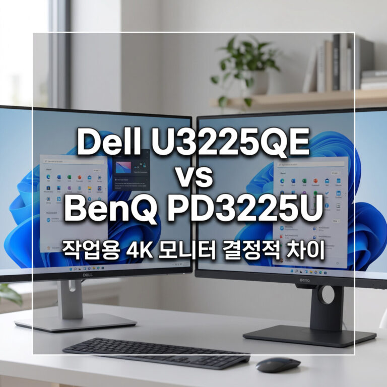Dell U3225QE vs BenQ PD3225U 비교, 작업용 4K 모니터 차이 정리