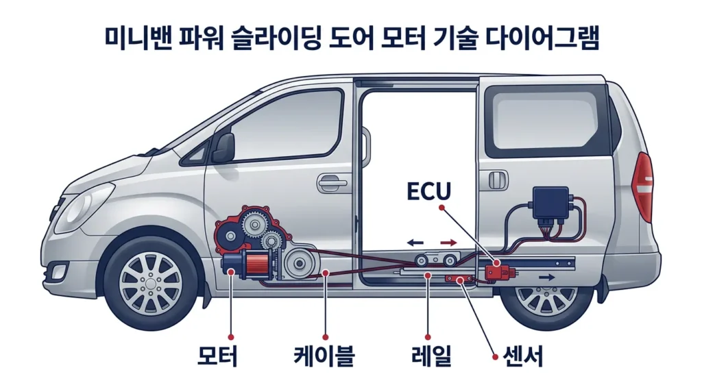 카니발 KA4 파워 슬라이딩 도어 PSD 구조 다이어그램 모터 위치