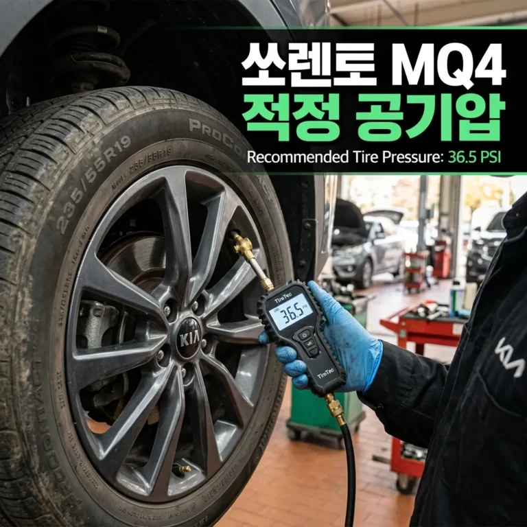쏘렌토 MQ4 타이어 적정 공기압 35 PSI? 휠 사이즈별 정답 정리 (2026)