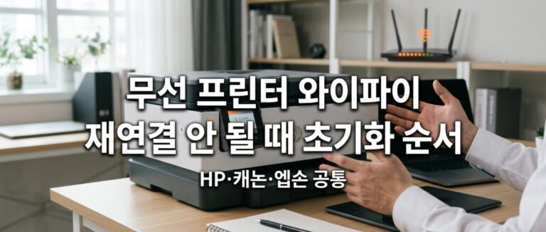 무선 프린터 와이파이 재연결 안 될 때 초기화 순서 (HP·캐논·엡손 공통)