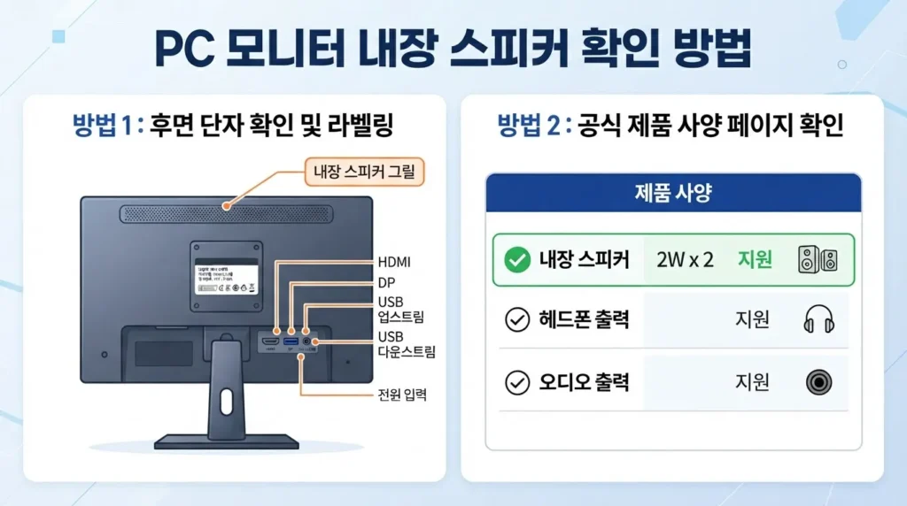 모니터 내장 스피커 확인 방법 모니터 스피커 소리가 안나요 증상에서 내장 스피커 사양을 확인하는 방법