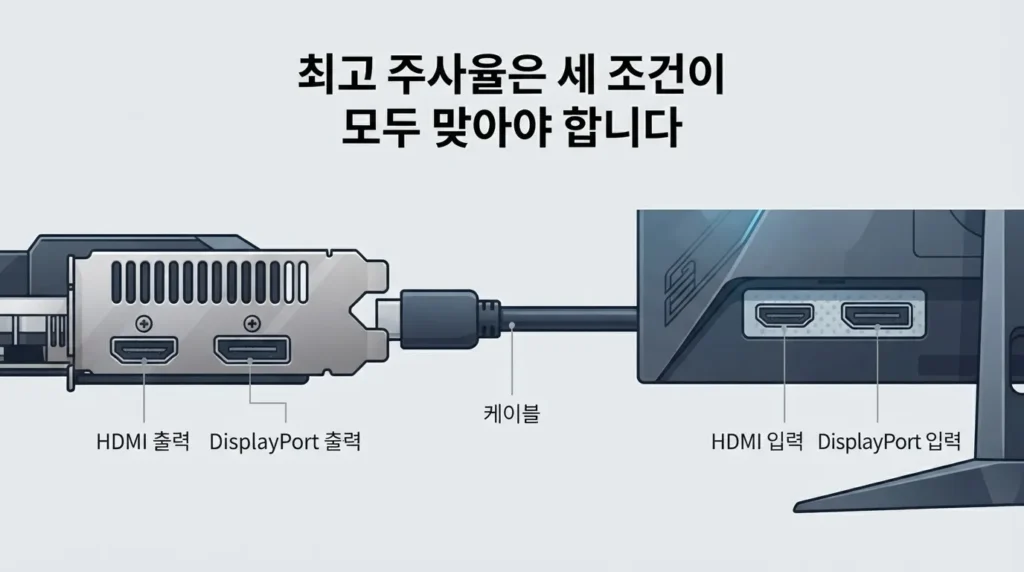 게이밍 모니터 HDMI DisplayPort 연결 확인