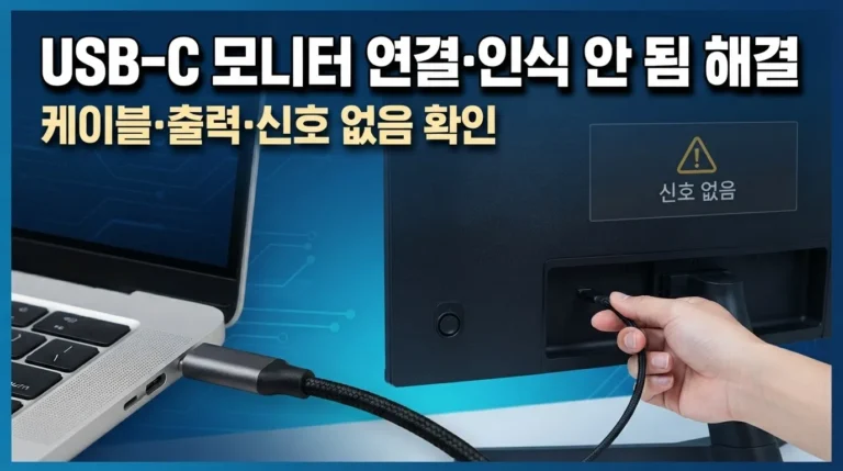 USB-C 모니터 연결·인식 안 됨 해결｜케이블·출력·신호 없음 확인