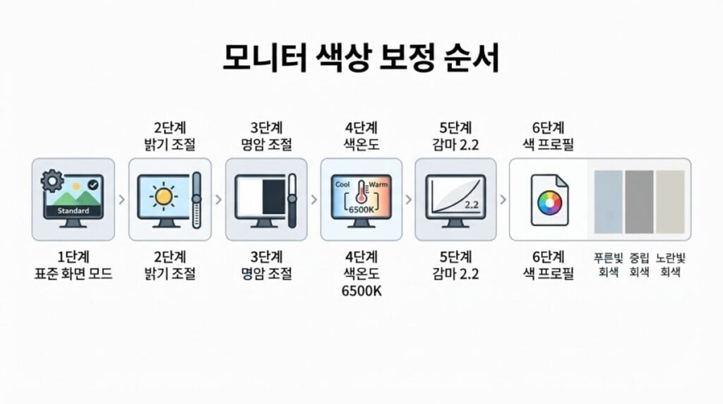 Windows 11 모니터 색감 보정 모니터 밝기 명암 색감 설정을 위한 Windows 11 색 프로필 보정 화면