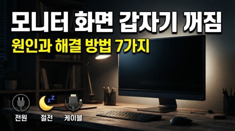 모니터 화면 갑자기 꺼짐 원인과 해결 방법 7가지｜전원·케이블·절전 설정 확인