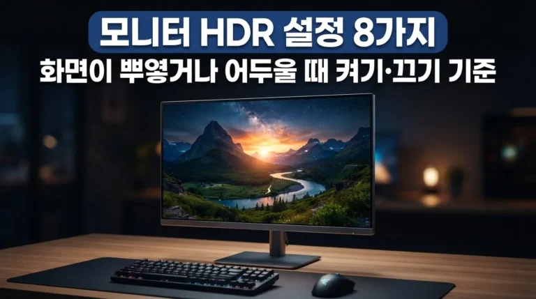 모니터 HDR 설정 8가지｜화면이 뿌옇거나 어두울 때 켜기·끄기 기준