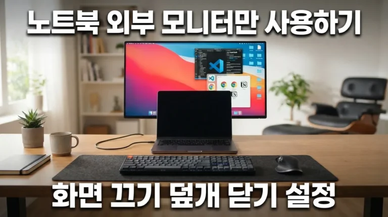 노트북 외부 모니터만 사용하기｜화면 끄기·덮개 닫기 설정 4가지