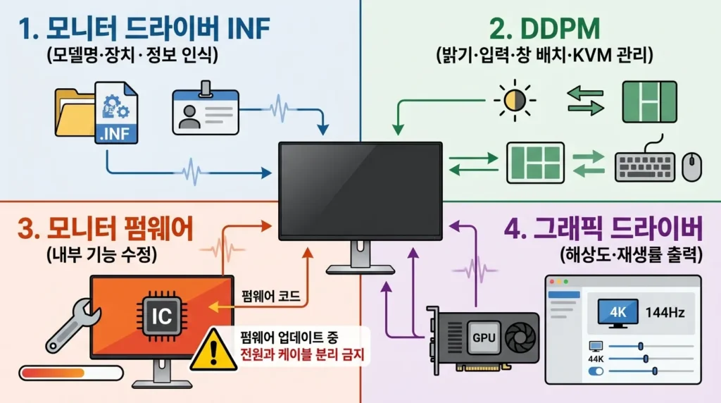 Dell U3225QE 드라이버와 DDPM 구분 Dell U3225QE 모니터 드라이버 DDPM 펌웨어 역할 차이