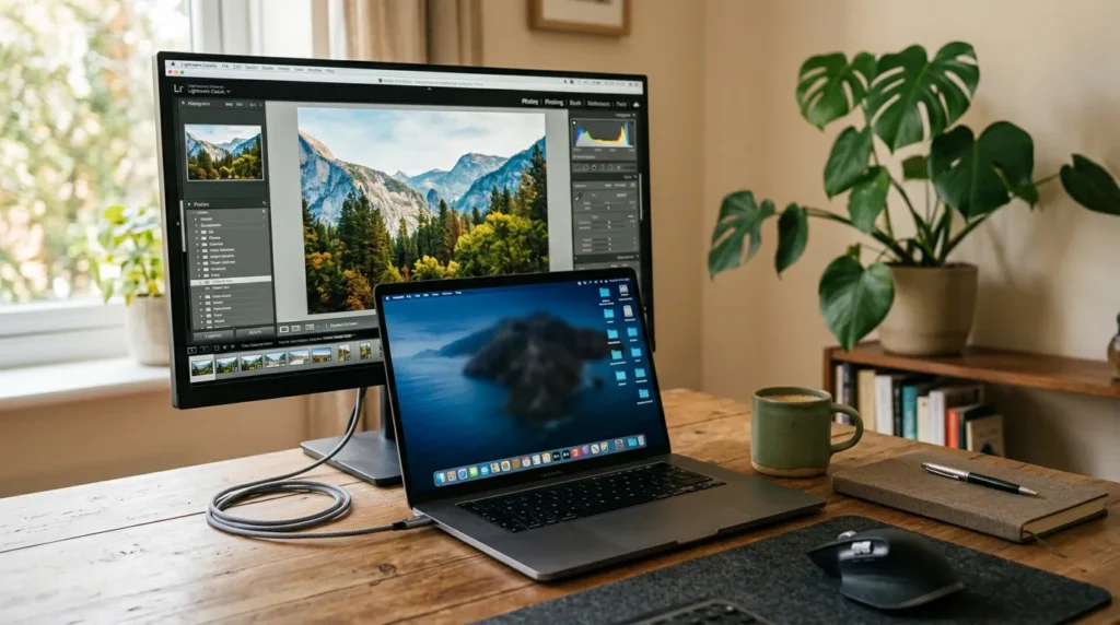 Samsung ViewFinity S8 4K 모니터 맥북 연결 라이프스타일 컷
