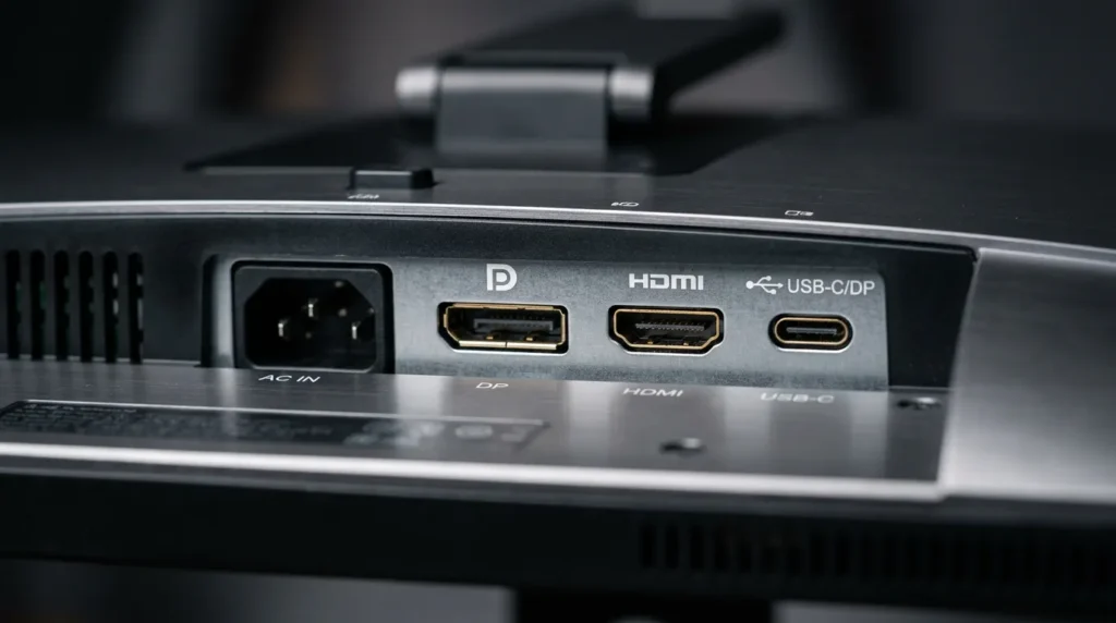 Samsung ViewFinity S8 모니터 후면 USB-C 포트 디테일 컷