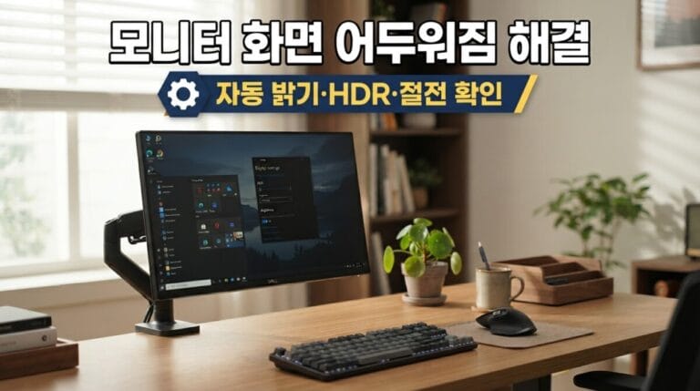 모니터 화면 어두워짐 해결 방법 5가지｜자동 밝기·HDR·절전 확인