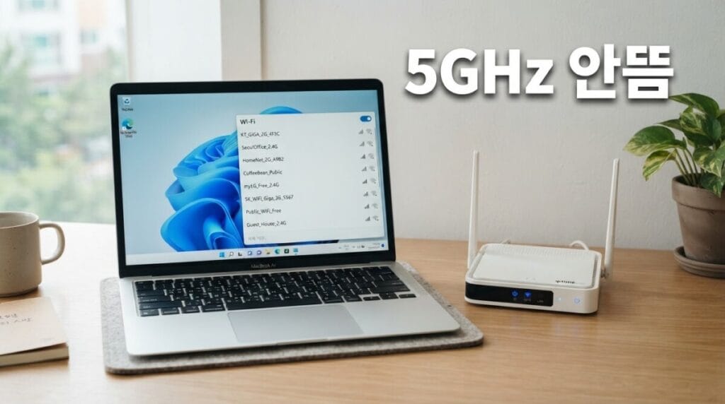 노트북 5g 와이파이 안잡힘 증상 확인 화면