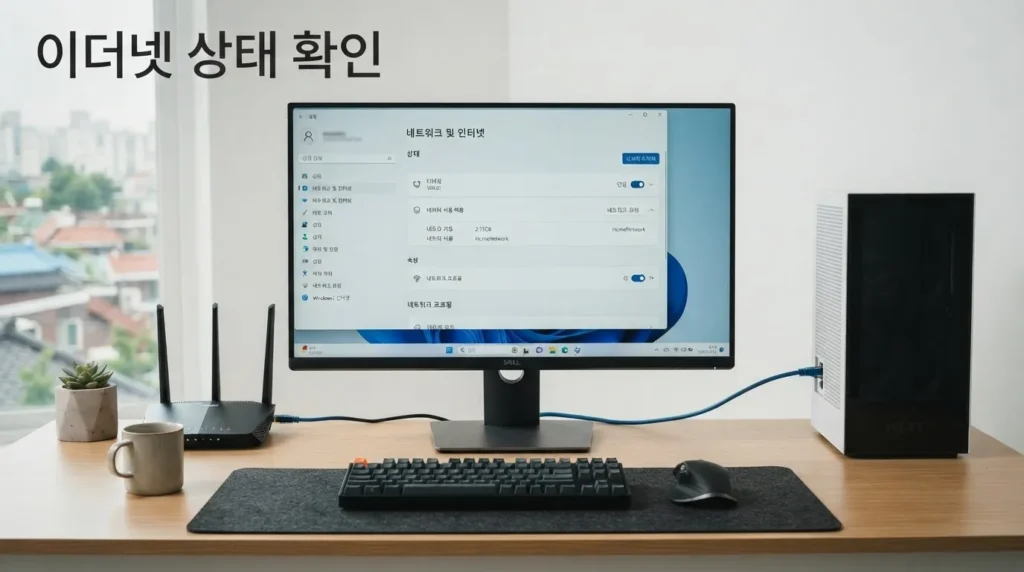 PC 인터넷 연결 안됨 이더넷 상태 PC 인터넷 연결 안됨 이더넷 상태 확인 화면