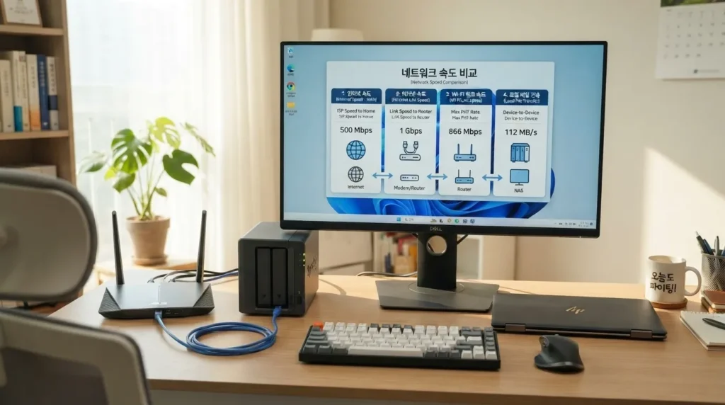 PC 네트워크 속도 확인 구분 PC 네트워크 속도 확인 인터넷 속도 링크 속도 내부망 속도 비교 구조