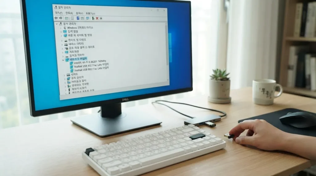 USB 와이파이 동글 인식 안됨 장치 관리자 확인 화면