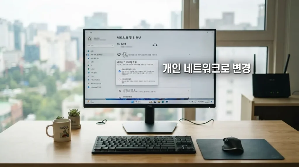 개인 네트워크 프로필 설정 PC 네트워크 공유폴더 개인 네트워크 프로필 설정 화면