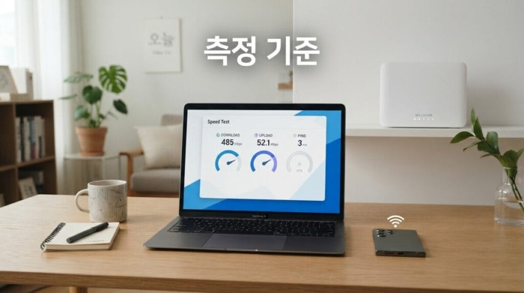 와이파이 신호 측정 기준 와이파이 신호 측정과 속도 비교 화면