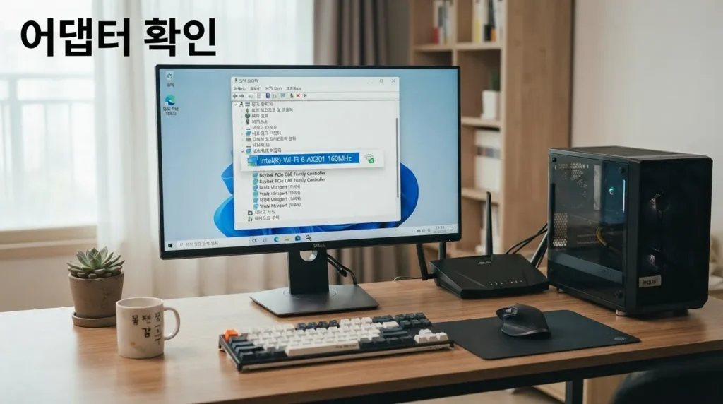 PC 네트워크 어댑터 장치 관리자 확인 화면
