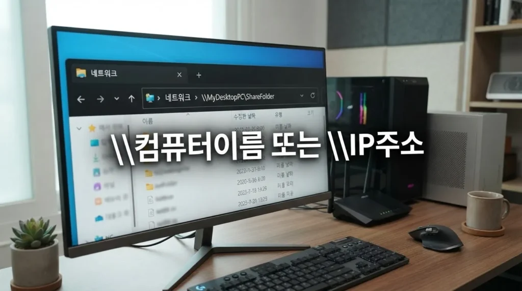 공유폴더 컴퓨터 이름과 IP 주소 접속 다른 컴퓨터 공유폴더 접속 주소창 입력 화면