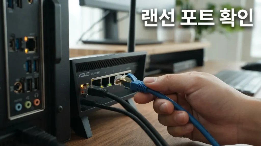 랜선 공유기 포트 확인 PC 랜선 연결 안됨 케이블 공유기 포트 확인