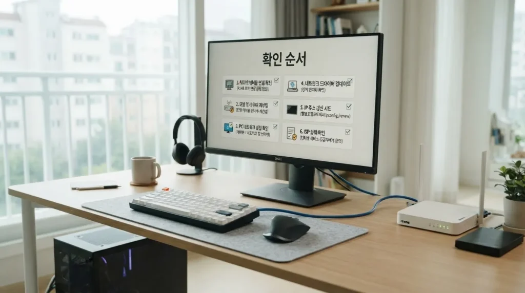 이더넷 연결 안됨 체크리스트 이더넷 연결 안됨 증상별 확인 순서표