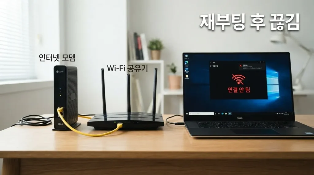 공유기 재부팅 후 인터넷 끊김 공유기 재부팅 후 인터넷 끊김 원인 확인