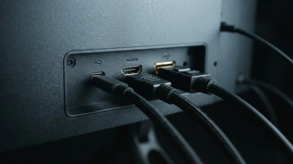 벤큐 27인치 4K 모니터 맥북 USB-C 한 케이블 연결 장면