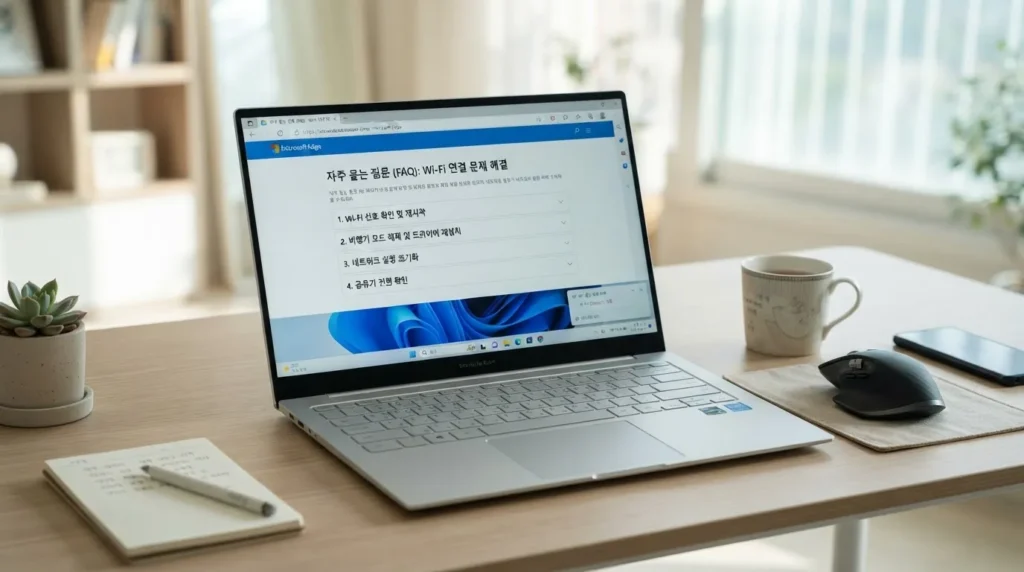 윈도우 11 와이파이 문제 FAQ 윈도우 11 와이파이 아이콘 사라짐 FAQ 확인 화면