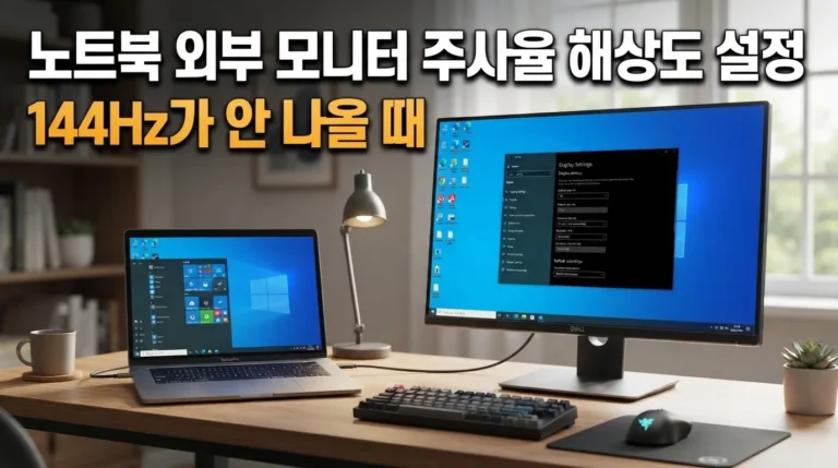 노트북 외부 모니터 주사율·해상도 설정｜144Hz가 안 나올 때