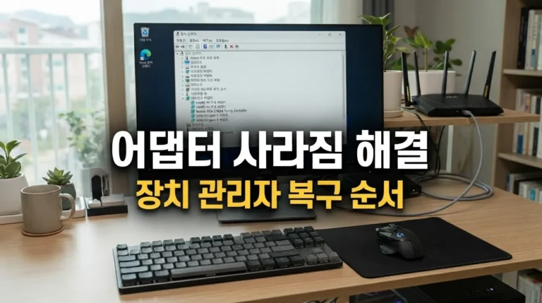 PC 네트워크 어댑터 사라짐, 장치 관리자에 없을 때 복구 순서