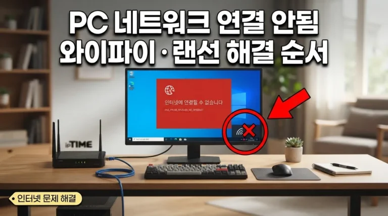 PC 네트워크 연결 안됨, 와이파이·랜선·인터넷 문제 해결 순서