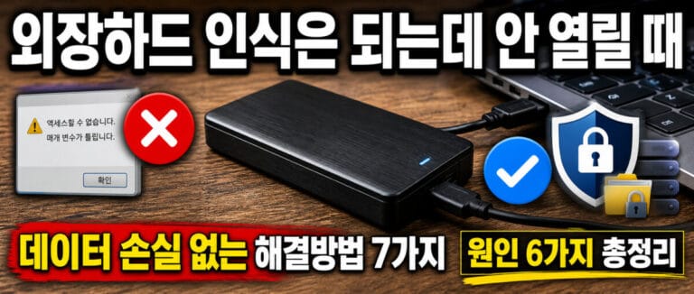외장하드 인식은 되는데 안 열릴 때 원인 6가지와 데이터 손실 없는 해결방법 7가지