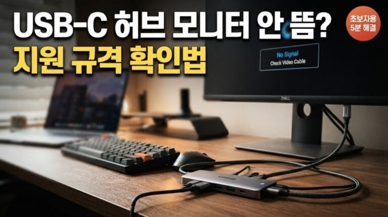USB-C 허브 연결 후 모니터가 안 뜰 때 지원 규격 보는 법